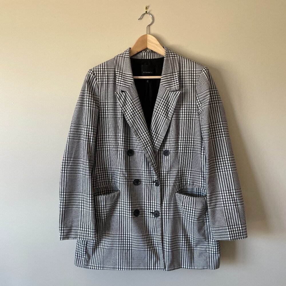 Dynamite | Grey Plaid Oversized Double Breasted Blazer - Size L